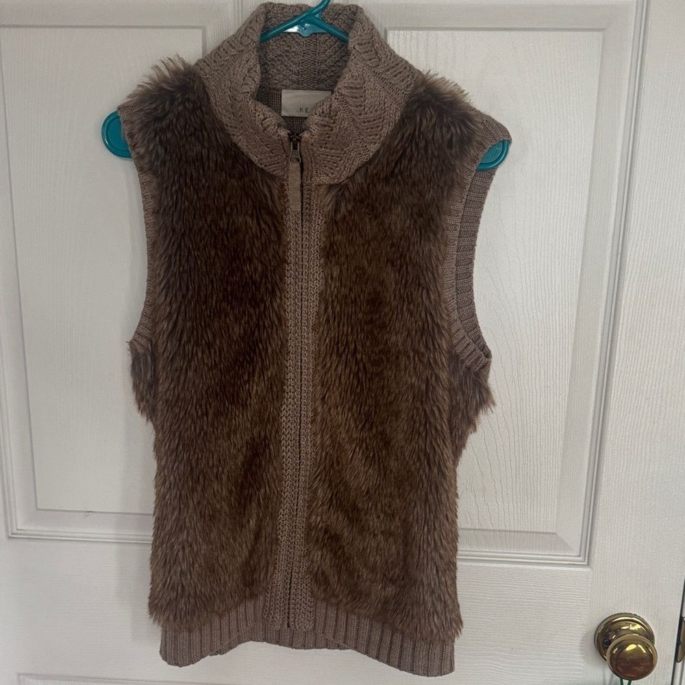 Kenar Taupe faux fur Knit Sweater